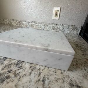 CB2 Real Marble White Marble Decorative Box